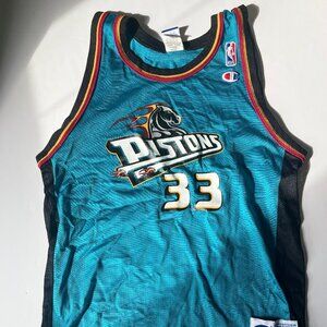 Detroit Pistons Jersey Youth XL Teal #33 Hill